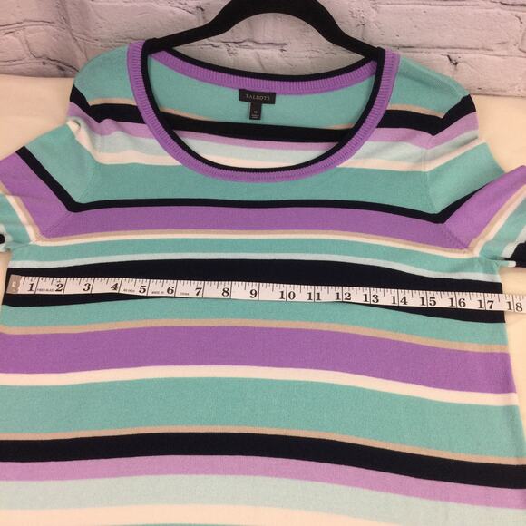 Talbots Scoop Neck Classic Lightweight Striped Preppy Casual Knit Sweater M - Picture 10 of 12